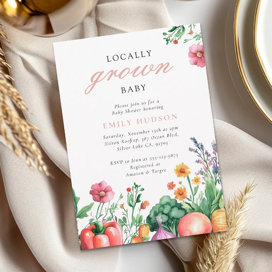 Invitation Baby shower de filles du marché des fermiers culti