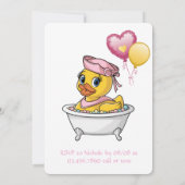 Invitation Baby shower de filles en caoutchouc rose et jaune (Dos)