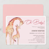 Invitation Baby shower de filles Giraffe Safari moderne (Devant / Derrière)
