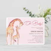 Invitation Baby shower de filles Giraffe Safari moderne (Debout devant)