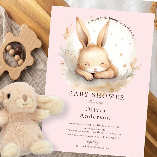 Invitation Baby shower de filles lapin de sciage