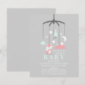 Invitation Baby shower de filles moderne Fox Mobile (Devant / Derrière)