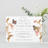 Invitation Baby shower de filles papillon rose moderne Boho (Debout devant)