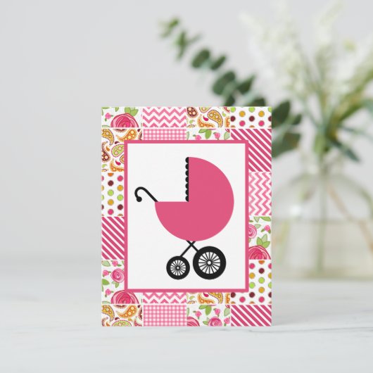 Invitation Baby shower de filles - Patchwork de filles (Debout devant)