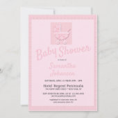 Invitation Baby shower de filles porteuses de bébé rose migno (Devant)