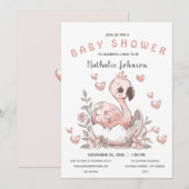 Invitation Baby shower de Flamant rose à couver mûr (Devant / Derrière)