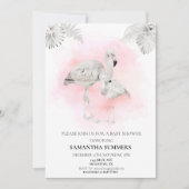 Invitation Baby shower de Flamant rose blanc tropical Boho (Devant)