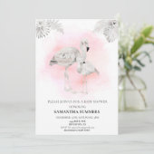 Invitation Baby shower de Flamant rose blanc tropical Boho (Debout devant)