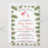 Invitation Baby shower de Flamant rose d'aquarelle Tropical P (Devant)