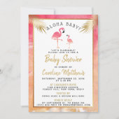 Invitation Baby shower de Flamant rose d'aquarelle tropicale (Devant)