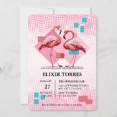 Invitation Baby shower de Flamant rose moderne géométrique (Devant)