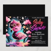 Invitation Baby shower de Flamant rose numérique élégant (Devant / Derrière)