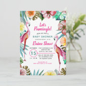 Invitation Baby shower de Flamant rose rose paradis tropical (Debout devant)