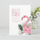 Invitation Baby shower de Flamant rose rose tropic (Debout devant)