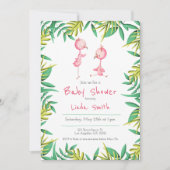 Invitation Baby shower de Flamant rose rose Tropical (Devant)