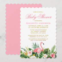 Baby shower de Flamant rose rose tropicale aquarel