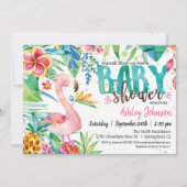 Invitation Baby shower de Flamants roses tropicaux (Devant)