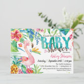 Invitation Baby shower de Flamants roses tropicaux (Debout devant)