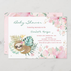 Invitation Baby shower de fleur mignonne dormant