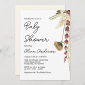 Invitation Baby shower de fleur rustique Boho (Devant / Derrière)