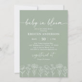 Invitation Baby shower de Fleur sauvage Boho vert de taille m (Devant)
