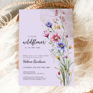 Invitation Baby shower de Fleur sauvage Boho violet Watercolo