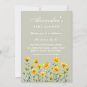 Invitation Baby shower de Fleur sauvage de Boho vert Sage (Devant)