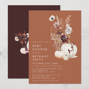 Invitation Baby shower de Fleur sauvage romantique Automne Te