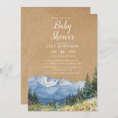Invitation Baby shower de Fleur sauvage Rustique Kraft Mounta (Devant / Derrière)