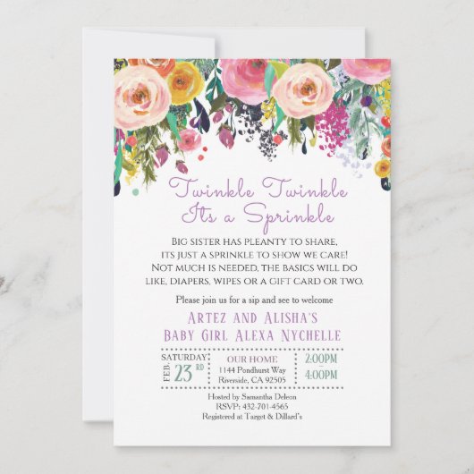 Invitation baby shower de fleurs (Devant)