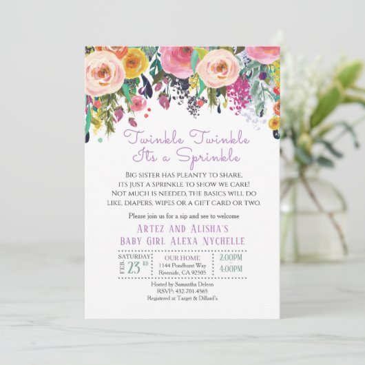 Invitation baby shower de fleurs (Debout devant)