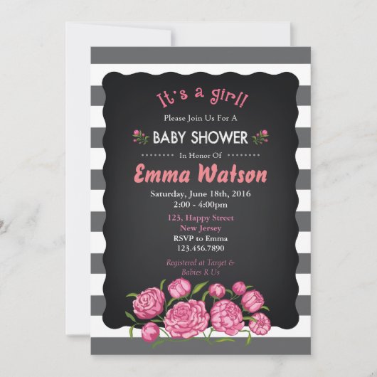 Invitation Baby shower de fleurs (Devant)