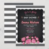 Invitation Baby shower de fleurs (Devant / Derrière)