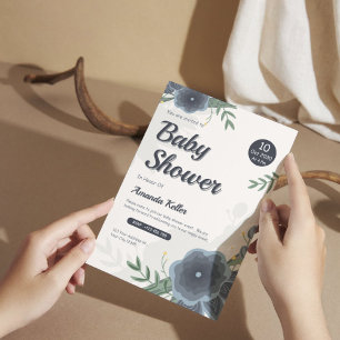 Invitation Baby shower de fleurs aquarelle