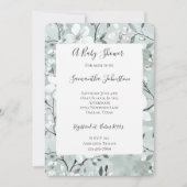Invitation Baby shower de Fleurs blanches gris chic (Devant)
