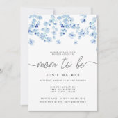 Invitation Baby shower de fleurs bleues (Devant)