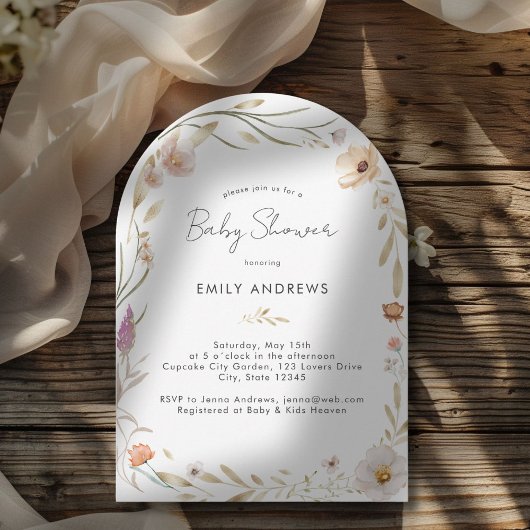 Invitation Baby shower de fleurs Boho