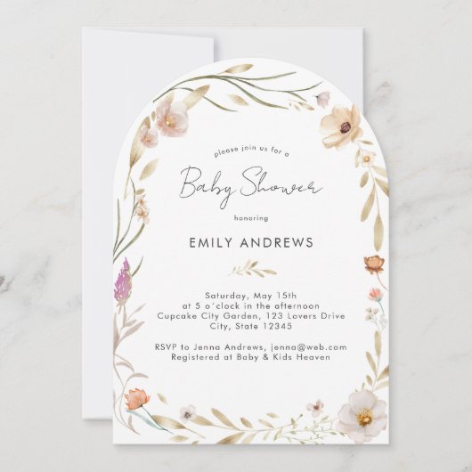 Invitation Baby shower de fleurs Boho (Devant)