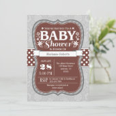 Invitation Baby shower de fleurs Brown grises (Debout devant)