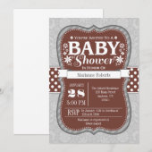 Invitation Baby shower de fleurs Brown grises (Devant / Derrière)