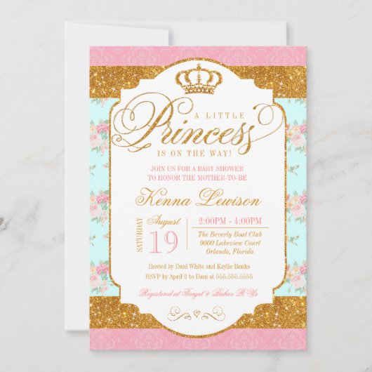 Invitation Baby shower de fleurs chic de la petite princesse  (Devant)