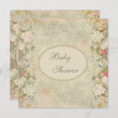 Invitation Baby shower de fleurs chic Pearls & Lace (Devant / Derrière)