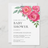 Invitation Baby shower de fleurs d'aquarelle (Devant)