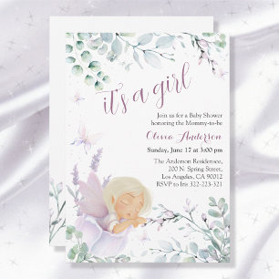 Invitation Baby shower de fleurs d'aquarelle papillon