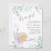 Invitation Baby shower de fleurs d'aquarelle papillon (Devant)