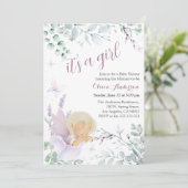Invitation Baby shower de fleurs d'aquarelle papillon (Debout devant)