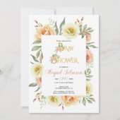 Invitation Baby shower de fleurs d'aquarelle pour filles (Devant)