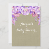 Invitation Baby shower de fleurs d'aquarelle violet Brown Bur (Devant)