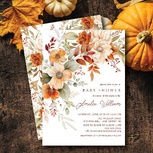 Invitation Baby shower de fleurs d'automne