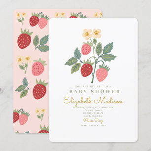 Invitation Baby shower de fleurs de bouquet de fraises